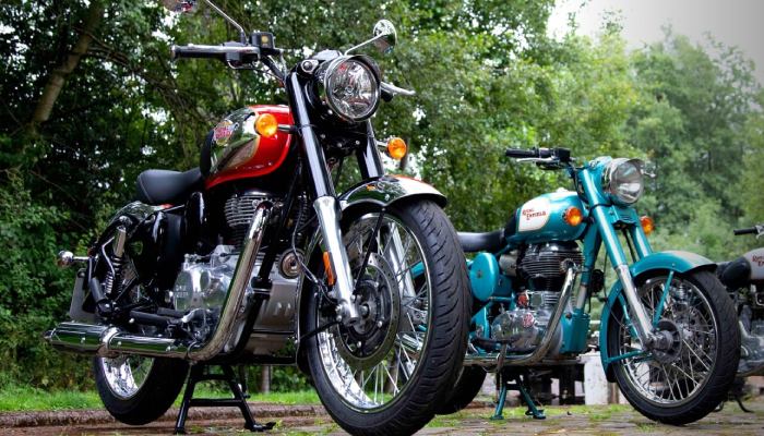 Two Royal Enfield Classic 350 Parked