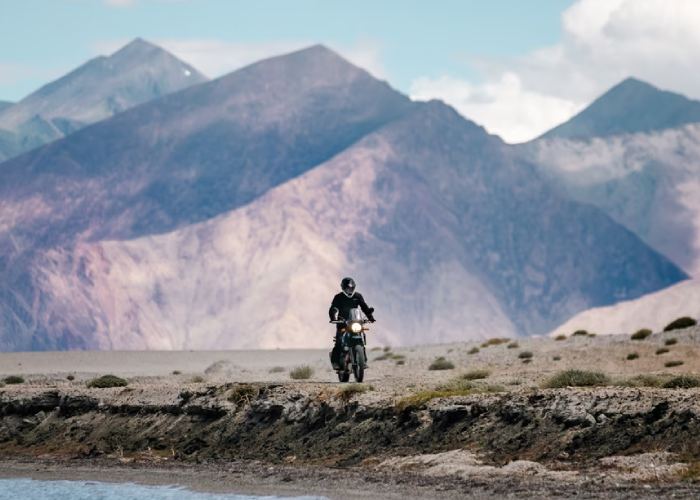 Man Rides Royal Enfield Himalayan in the mountains